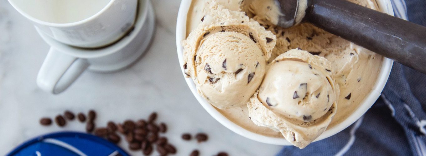 Chapman's Cappuccino Frozen Yogurt with espresso beans in the background