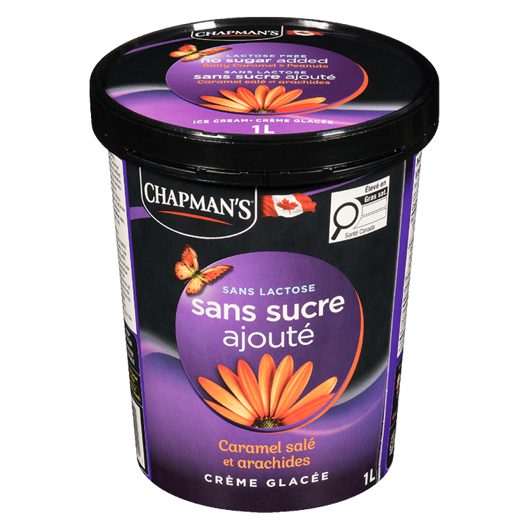 Contenant de crème glacée caramel salé et arachides sans sucre ajouté de Chapman's