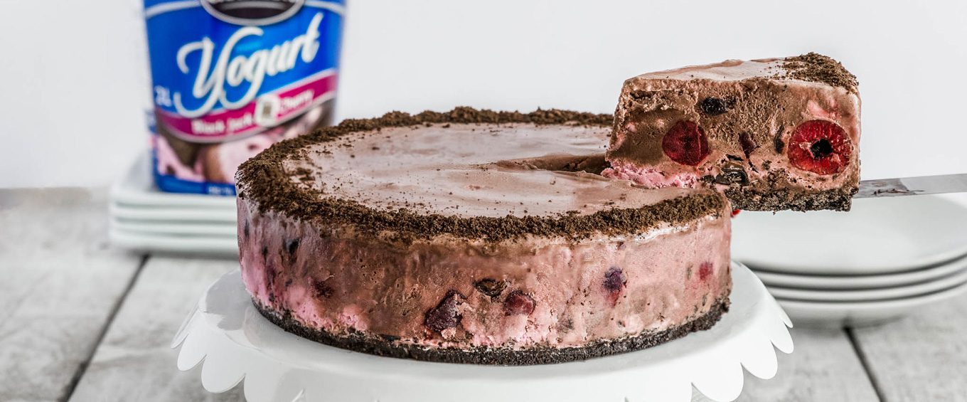 Black Jack Cherry Ice Cream Cake Made With Chapman's Ice Cream sliced