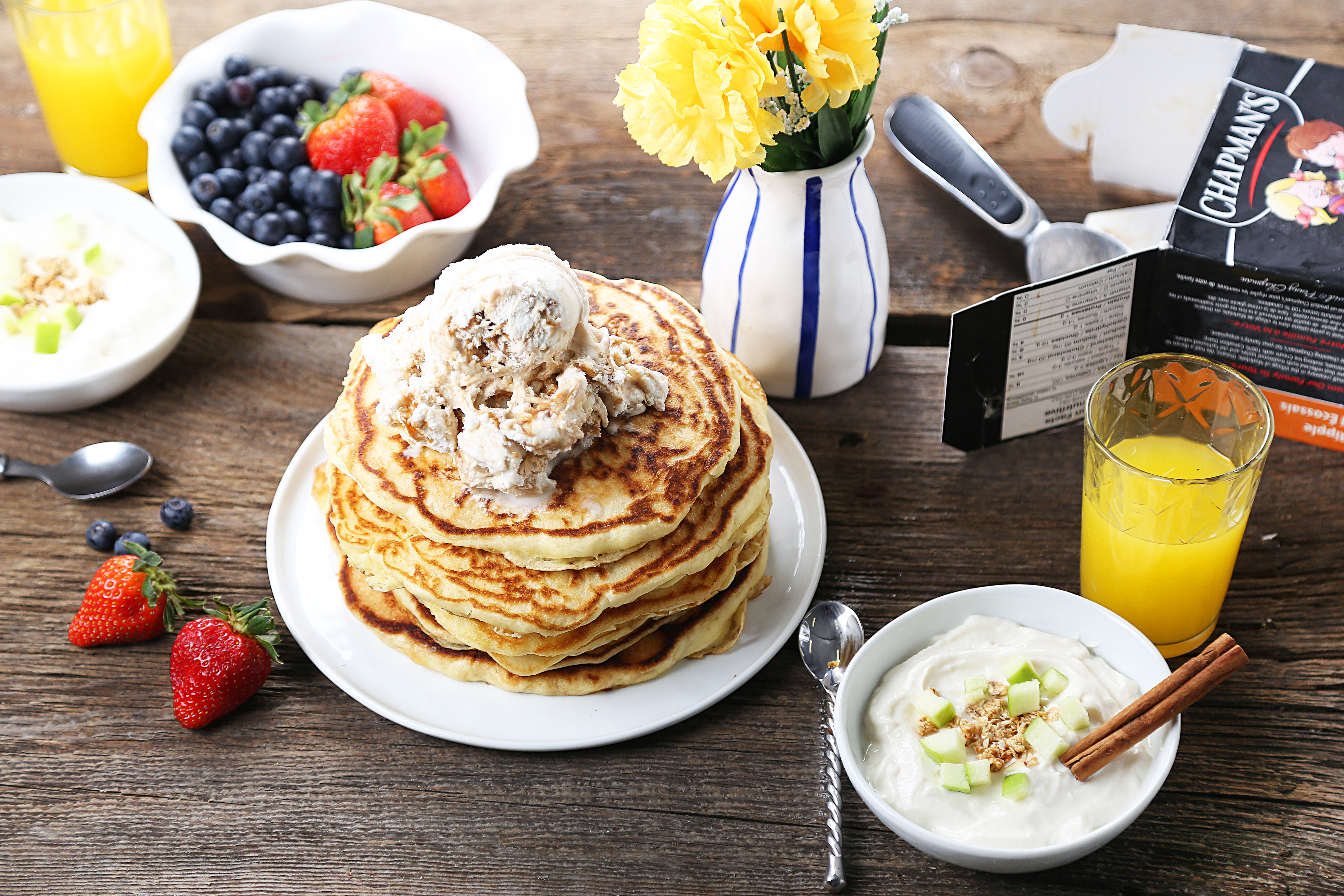pancakes and ice cream for breakfast