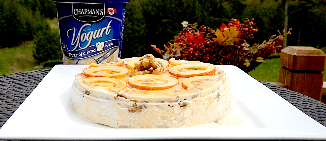 Chapman's Recipe_Maple Walnut Frozen Yogurt Cake made with Chapman's Three of a Kind Vanilla Frozen Yogurt