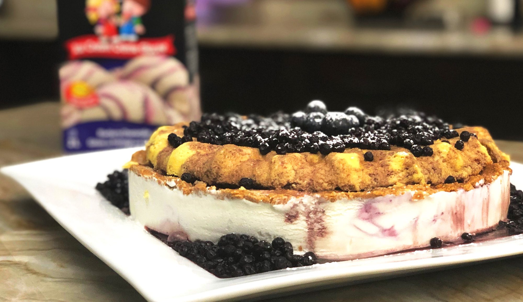 Blueberry Cheesecake ice cream cake made by Ashley Chapman