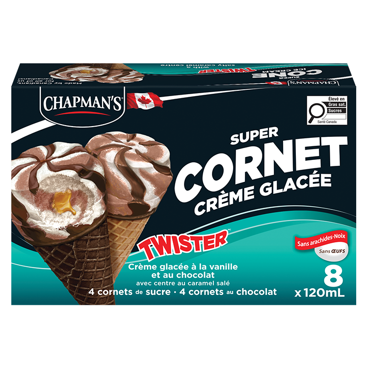 Cornet de crème glacée Twister avec centre caramel salé