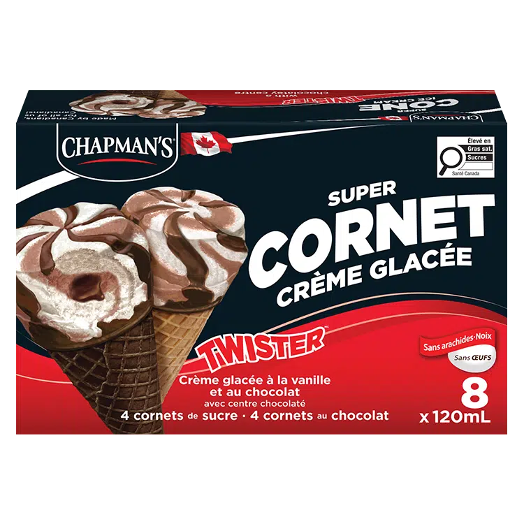 Cornet de crème glacée Twister avec centre au chocolate